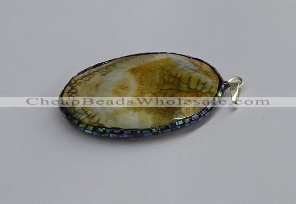 CGP3407 35*50mm faceted oval agate pendants wholesale