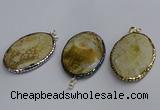 CGP3408 35*50mm faceted oval agate pendants wholesale