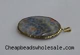 CGP3411 35*50mm faceted oval agate pendants wholesale