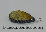 CGP3418 30*50mm - 35*55mm flat teardrop fossil coral pendants