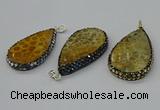 CGP3419 30*50mm - 35*55mm flat teardrop fossil coral pendants