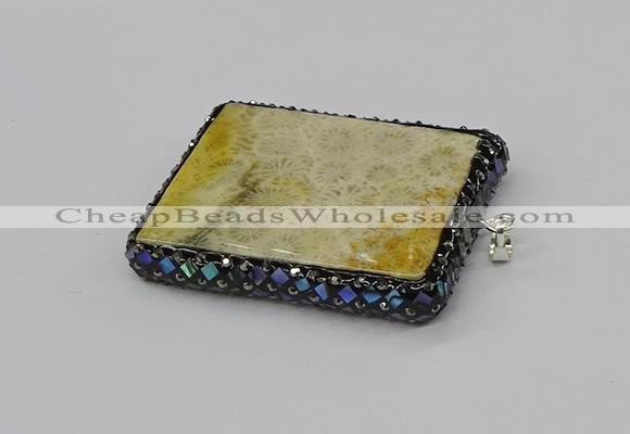 CGP3422 35*60mm - 40*50mm rectangle fossil coral pendants