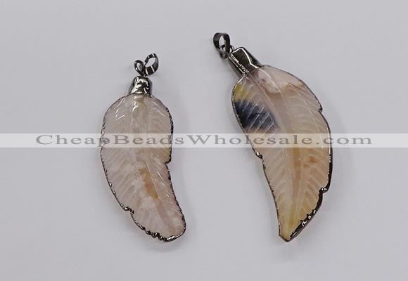 CGP3514 20*45mm - 25*65mm wing-shaped agate pendants