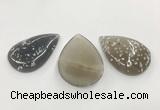 CGP3519 35*50mm - 40*55mm flat teardrop sakura agate slab pendants