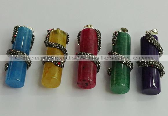 CGP354 12*40mm tube agate gemstone pendants wholesale