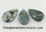 CGP3560 30*50mm - 35*55mm flat teardrop ocean agate slab pendants