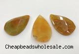 CGP3563 35*55mm faceted flat teardrop agate pendants wholesale