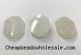 CGP3605 35*45mm faceted octagonal white jade pendants wholesale