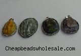 CGP370 30*40mm - 35*45mm freeform crystal glass & gemstone pendants