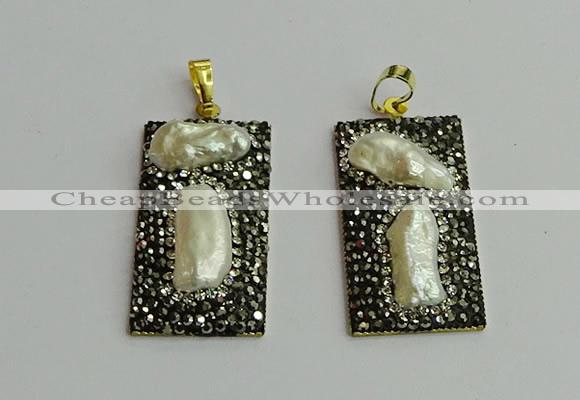 CGP383 20*40mm rectangle pearl pendants wholesale