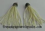 CGP418 3mm round handmade glass beaded tassel pendants wholesale