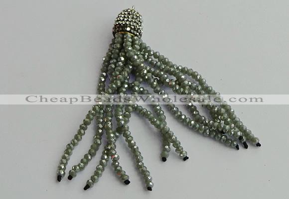 CGP425 2*3mm faceted rondelle handmade chinese crystal tassel pendants