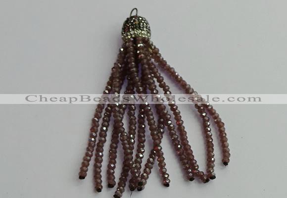 CGP426 2*3mm faceted rondelle handmade chinese crystal tassel pendants