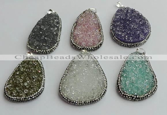 CGP578 30*45mm - 40*50mm freeform crystal glass pendants wholesale