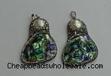 CGP612 35*55mm freeform abalone shell & shell pearl pendants