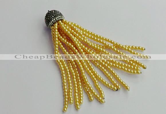 CGP678 3mm round handmade glass beaded tassel pendants wholesale