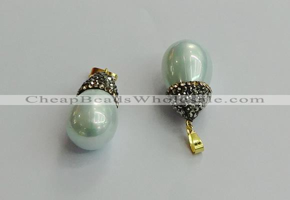 CGP716 15*25mm - 15*30mm teardrop shell pearl pendants wholesale