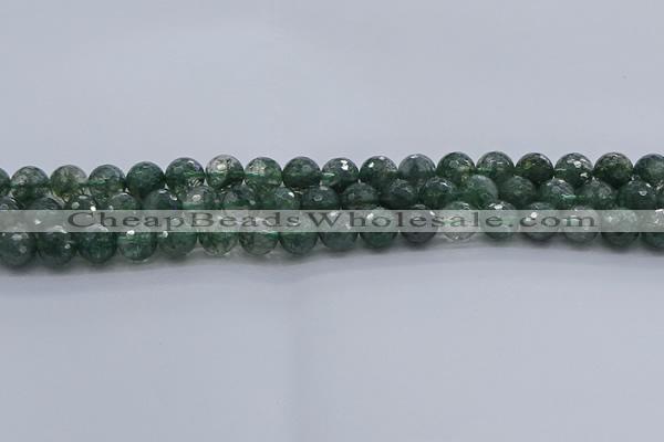 CGQ522 15.5 inches 8mm faceted round imitation green phantom quartz beads