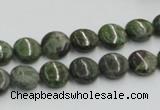 CGR15 16 inches 10mm flat round green rain forest stone beads wholesale