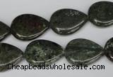 CGR24 15.5 inches 15*20mm flat teardrop green rain forest stone beads