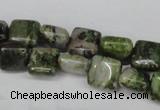 CGR31 15.5 inches 6*6mm square green rain forest stone beads