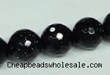 CGS109 15.5 inches 16mm faceted round blue goldstone beads wholesale