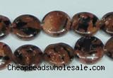 CGS208 15.5 inches 14mm flat round blue & brown goldstone beads wholesale