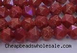 CGS451 15.5 inches 6mm faceted nuggets goldstone beads wholesale