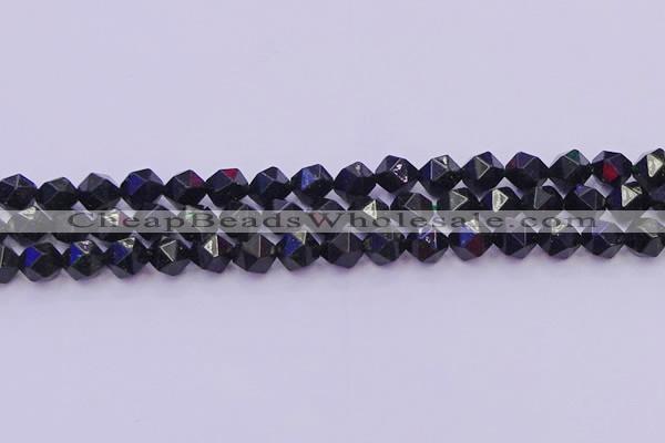 CGS462 15.5 inches 8mm faceted nuggets green goldstone beads