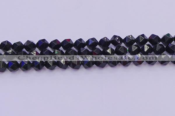 CGS463 15.5 inches 10mm faceted nuggets green goldstone beads