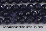 CGS478 15.5 inches 4mm faceted round blue goldstone beads