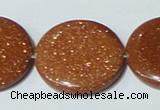 CGS78 15.5 inches 30mm coin goldstone beads wholesale