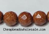 CGS89 15.5 inches 16mm faceted round goldstone beads wholesale