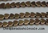 CHE1001 15.5 inches 6*6mm heart plated hematite beads wholesale