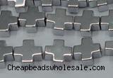 CHE1007 15.5 inches 10*10mm cross plated hematite beads wholesale