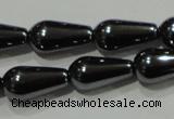 CHE147 15.5 inches 6*12mm teardrop hematite beads wholesale