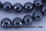 CHE36 16 inches 12mm faceted round hematite beads Wholesale