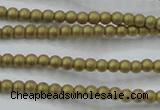 CHE419 15.5 inches 2mm round matte plated hematite beads wholesale