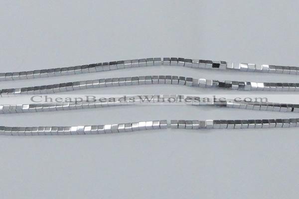 CHE590 15.5 inches 2*2mm cube plated hematite beads wholesale