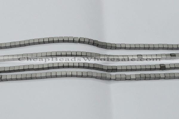 CHE608 15.5 inches 2*2mm cube matte plated hematite beads wholesale