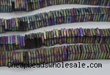 CHE637 15.5 inches 1*4*4mm square matte plated hematite beads