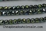 CHE693 15.5 inches 2mm faceted round plated hematite beads