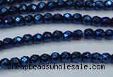 CHE695 15.5 inches 2mm faceted round plated hematite beads