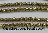 CHE702 15.5 inches 3mm faceted round plated hematite beads