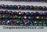 CHE706 15.5 inches 3mm faceted round plated hematite beads