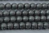 CHE720 15.5 inches 4mm round matte plated hematite beads wholesale