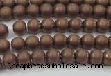 CHE723 15.5 inches 4mm round matte plated hematite beads wholesale