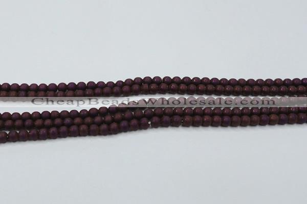 CHE724 15.5 inches 4mm round matte plated hematite beads wholesale