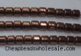 CHE777 15.5 inches 2*2mm drum plated hematite beads wholesale