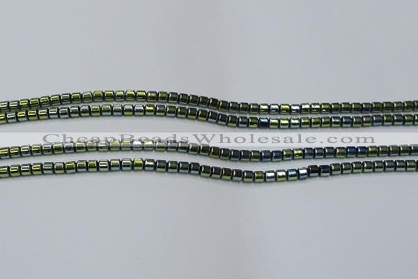 CHE779 15.5 inches 2*2mm drum plated hematite beads wholesale